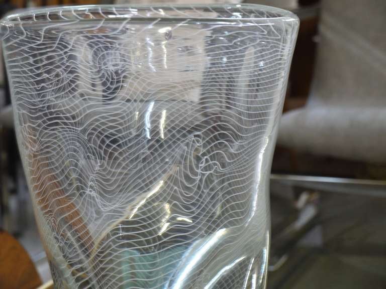 Large Optical Murano Glass Vase by Romano Dona In Excellent Condition In Kilmarnock, VA