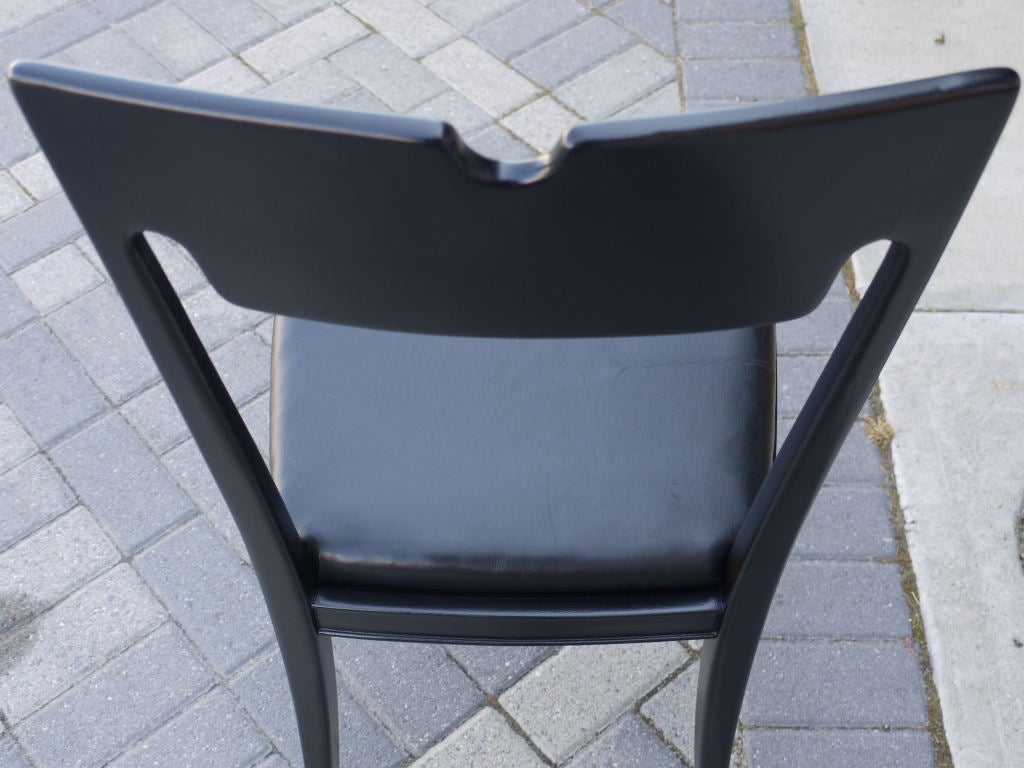 Mahogany Four Black Lacquered Chairs by Paolo Buffa For Sale