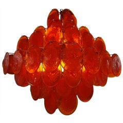 Large Tangerine Vistosi Disc Chandelier