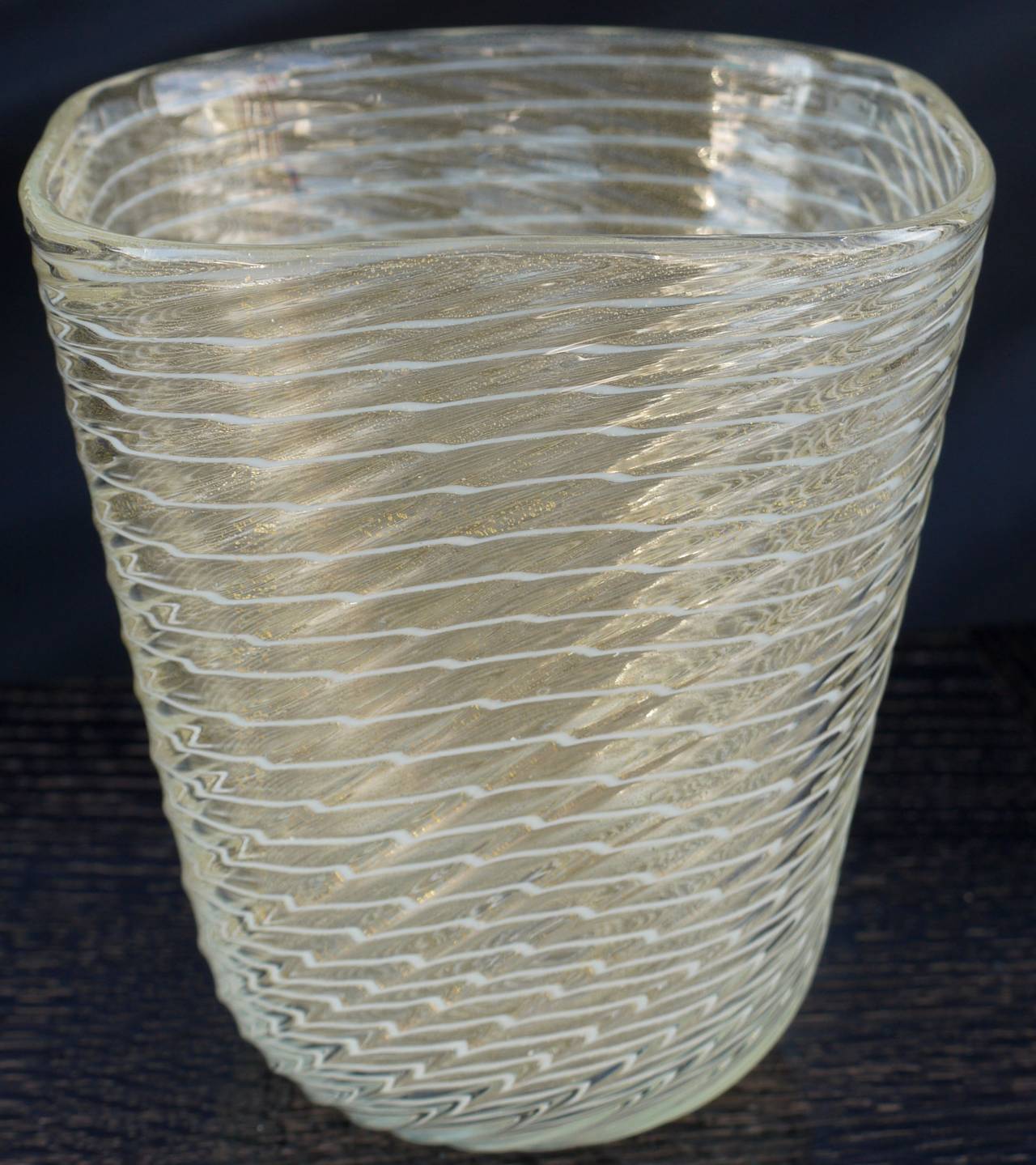 Late 1930s-early 1940s zebratto glass vase with gold inclusions by Ercole Barovier.