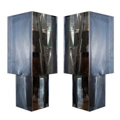 Large Pair of Nickel Plated Architectural Sconces