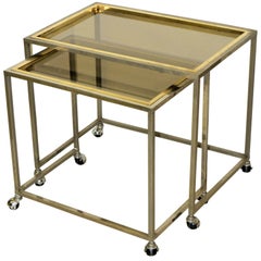 Used French Stainless and Brass Nesting Tables