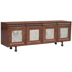 Italian Mahogany and Parchment Credenza