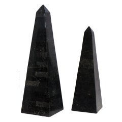 Pair of Tessellated Marble Obelisks