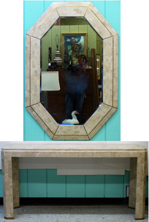 Maitland Smith Tessellated Coral Console and Mirror