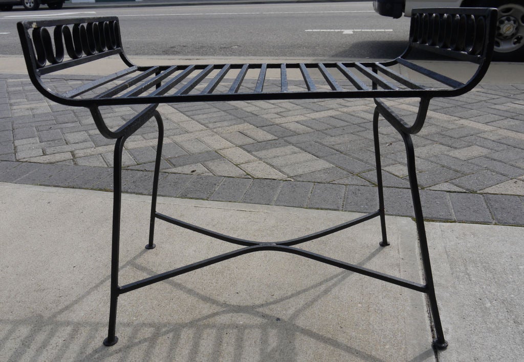 Beautiful and very graphic bench by Maurizio Tempestini for Satlerini constructed of wrought iron.  Made for outdoor use but also would look spectacular indoors.