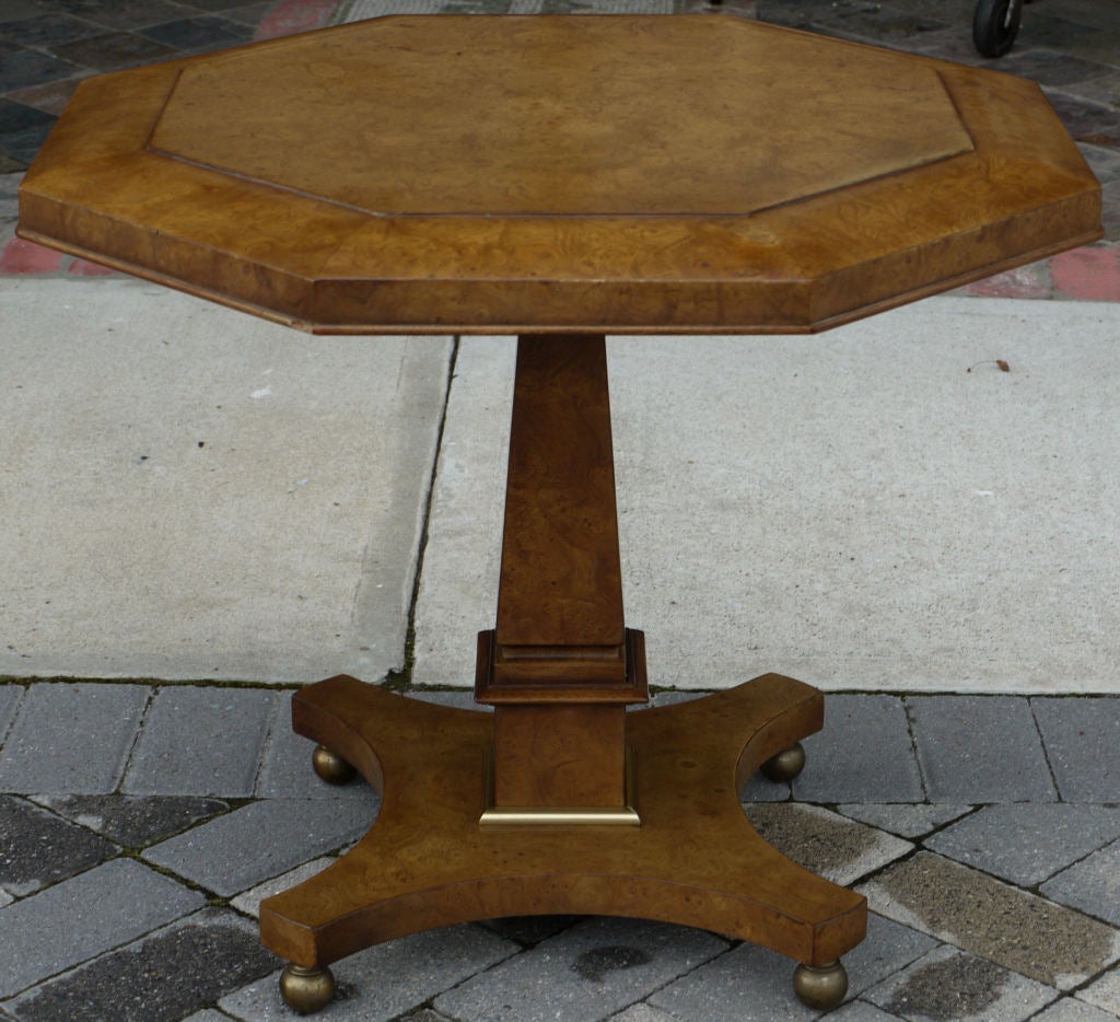 Pair of Amboyna Burl Pedestal End Tables by Mastercraft