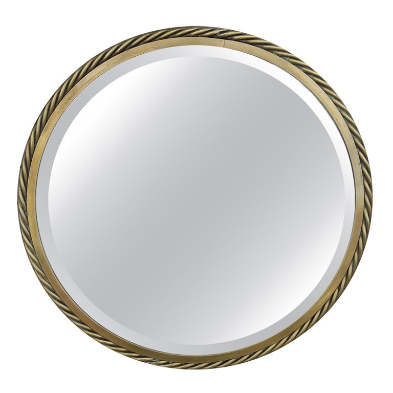 Vintage French Brass Faux Rope Mirror