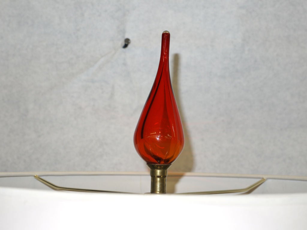 Late 20th Century Large Pair of Ruby Red Blenko Lamps