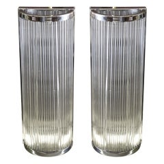Pair of Chrome and Glass Tube Sconces 3