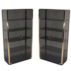 Pair of Mario Sabot Grey Glass Vitrines 12