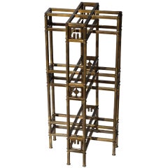 Architectural Patinated Brass Pedestal by Mastercraft 1