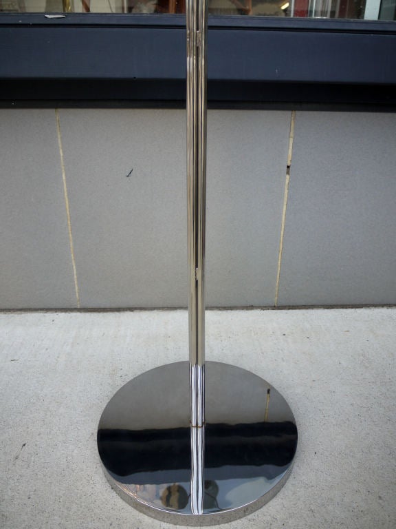 Glass and Polished Stainless Steel Torchiere by Curtis Norton For Sale 1