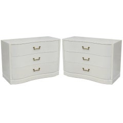 Vintage Pair of Grosfeld House Dressers in Ivory Lacquer