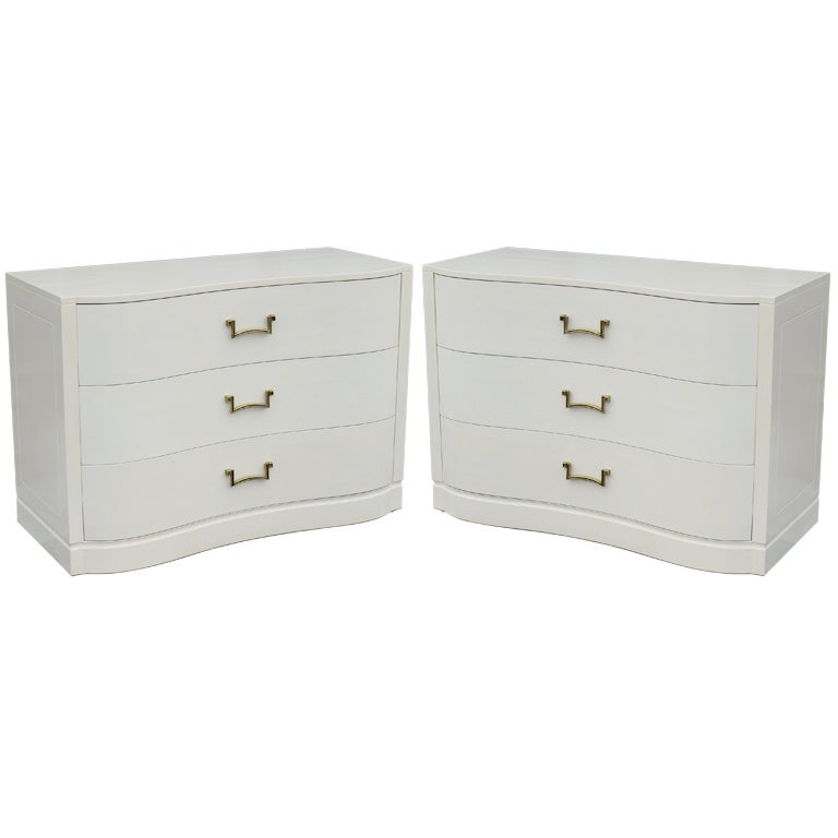 Pair of Grosfeld House Dressers in Ivory Lacquer