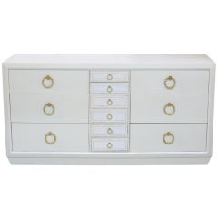 Vintage Parzinger Style Ivory Lacquered Dresser