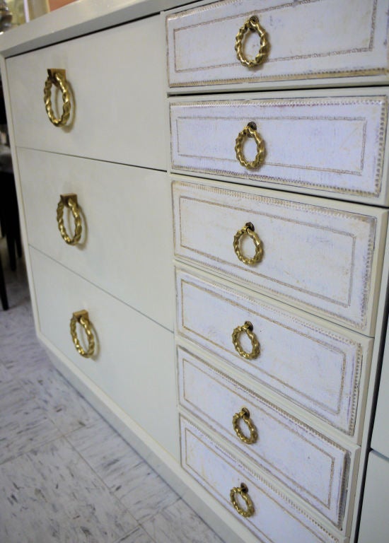 Parzinger Style Ivory Lacquered Dresser