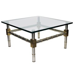 Stainless And Brass Coffee Table Attributed To John Vesey