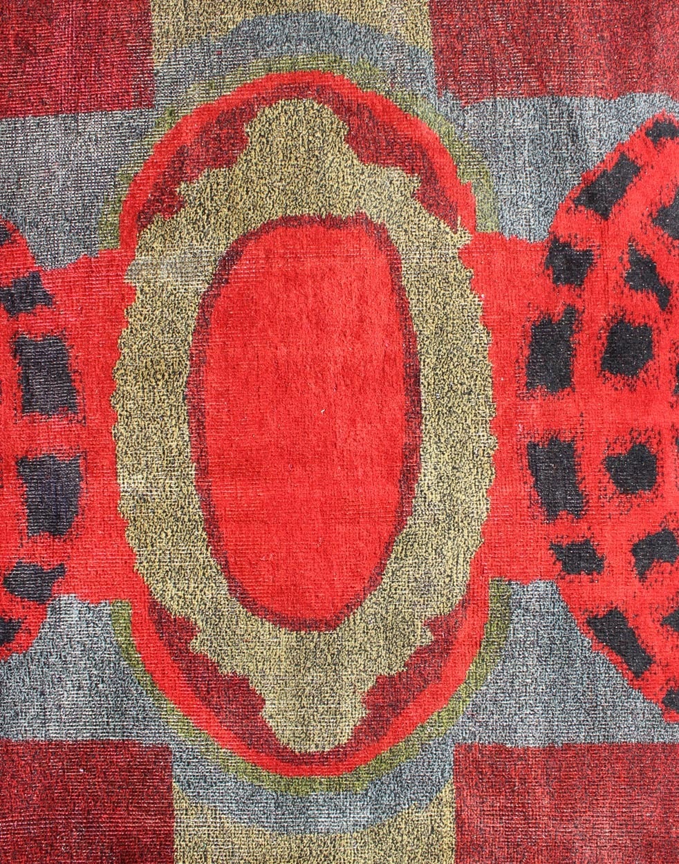  Art Nouveau Design Rug from the Mid 20th Century in Red, Green, Blue & Black    In Good Condition For Sale In Atlanta, GA