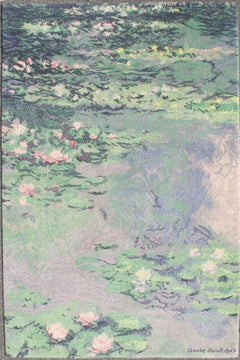 Tapis scandinave vintage inspiré de la peinture impressionniste de Claude Monet