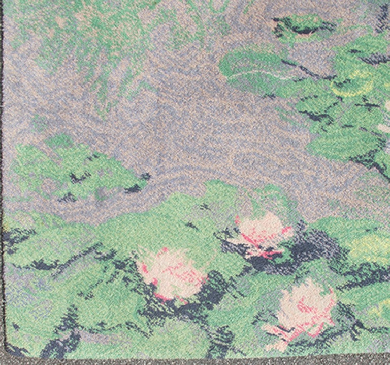 Vintage Scandinavian Rug inspired the impressionist painting by Claude Monet.
Artist Claude Monet was a founder of French impressionist painting and the most consistent and prolific practitioner of the movement's philosophy of expressing one's