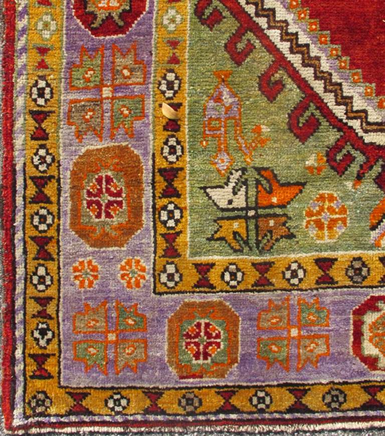 Oushak turc coloré avec un motif de prière Bon état à Atlanta, GA