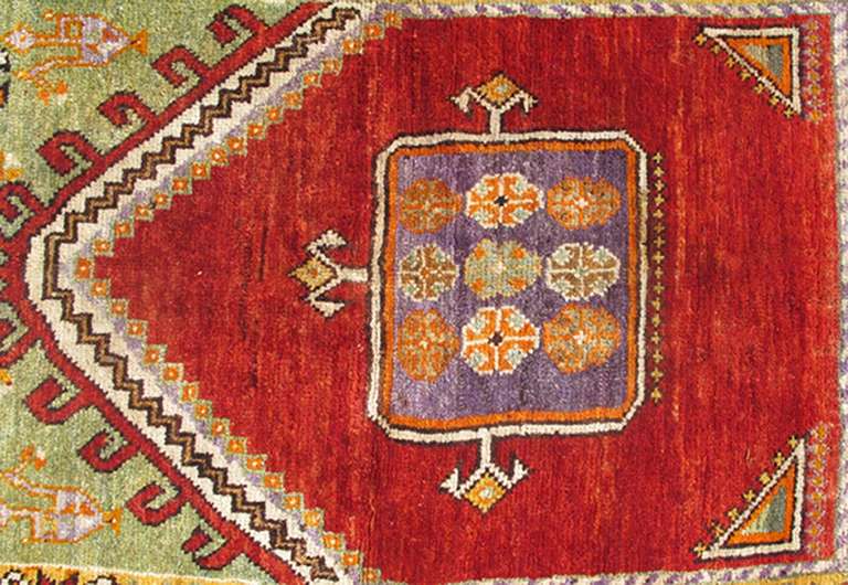 Oushak turc coloré avec un motif de prière 1