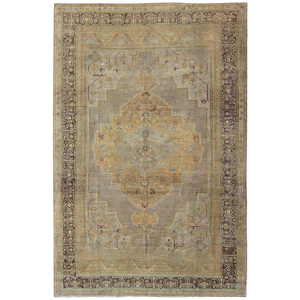 Oushak Rug with gold, brown and gray at 1stdibs - Oushak Rug with gold, brown and gray 1