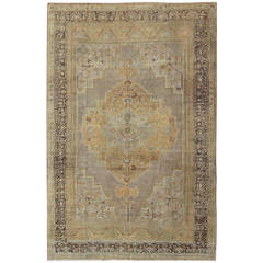 Oushak Rug with gold, brown and gray