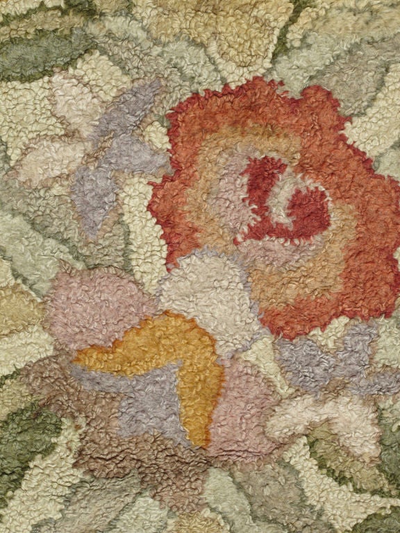 Large Vintage American Hooked Rug with Delightfully Elegant Floral