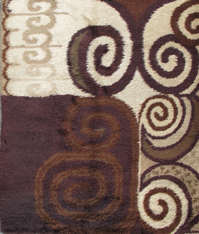 A European Carpet with Mid Century Modern Design in Brown, Beige, Taupe, black and Tan. Rug/J10-0502, European Mid Century Rug
This Modern design vintage European rug displays an abstract modern design in brown, beige,  tan, taupe, black and earth