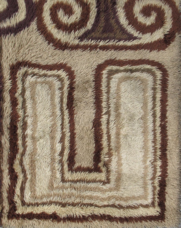 Mid-Century Modern Mid Century Modern European Carpet in Brown, Beige, Black, Taupe and Tan
