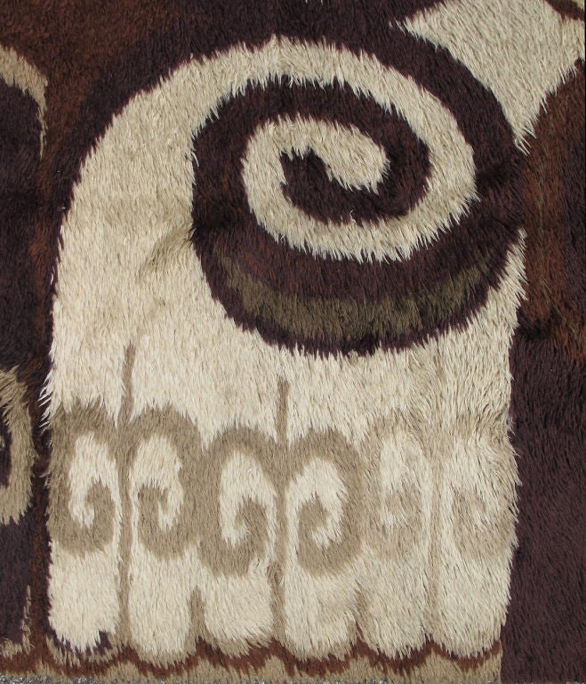 Swedish Mid Century Modern European Carpet in Brown, Beige, Black, Taupe and Tan