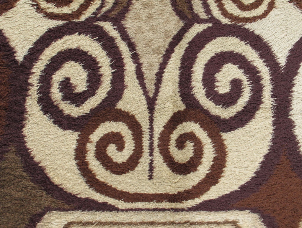 Mid Century Modern European Carpet in Brown, Beige, Black, Taupe and Tan In Good Condition In Atlanta, GA
