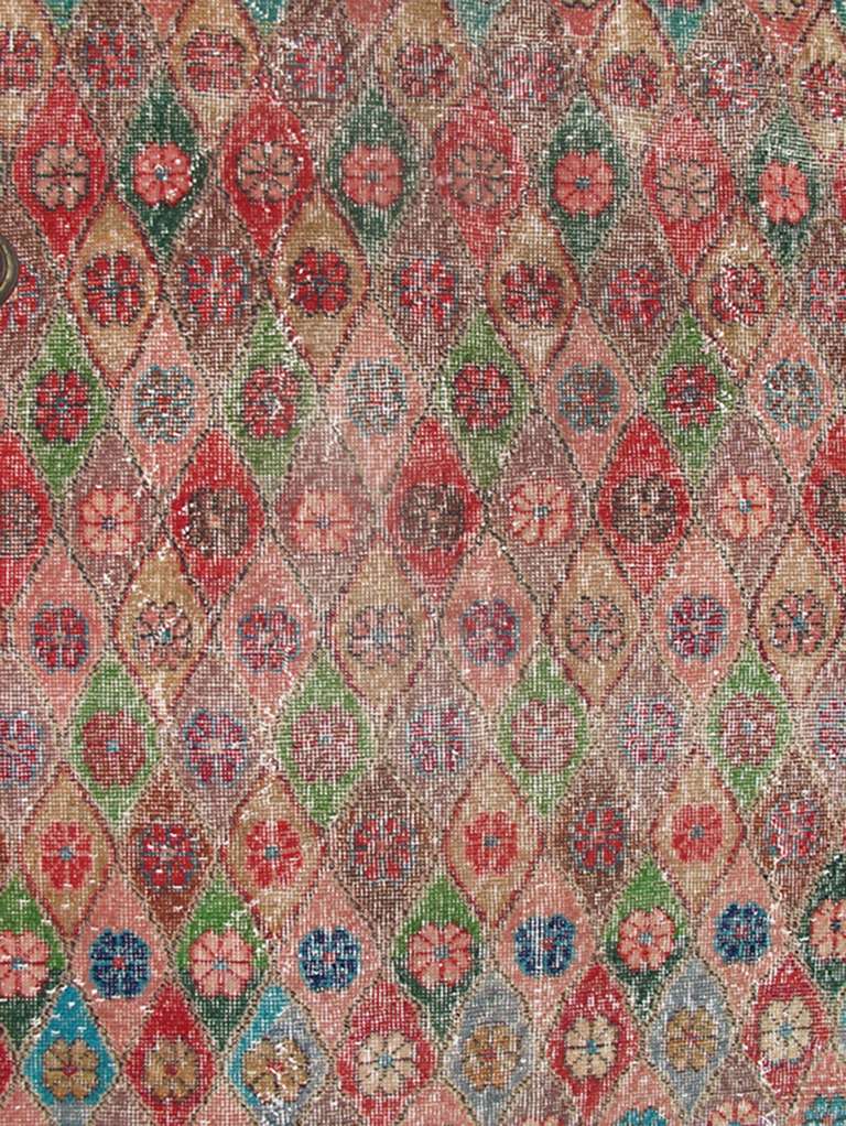 Distressed Turkish Carpet Mid-Century Modern Design In Distressed Condition In Atlanta, GA