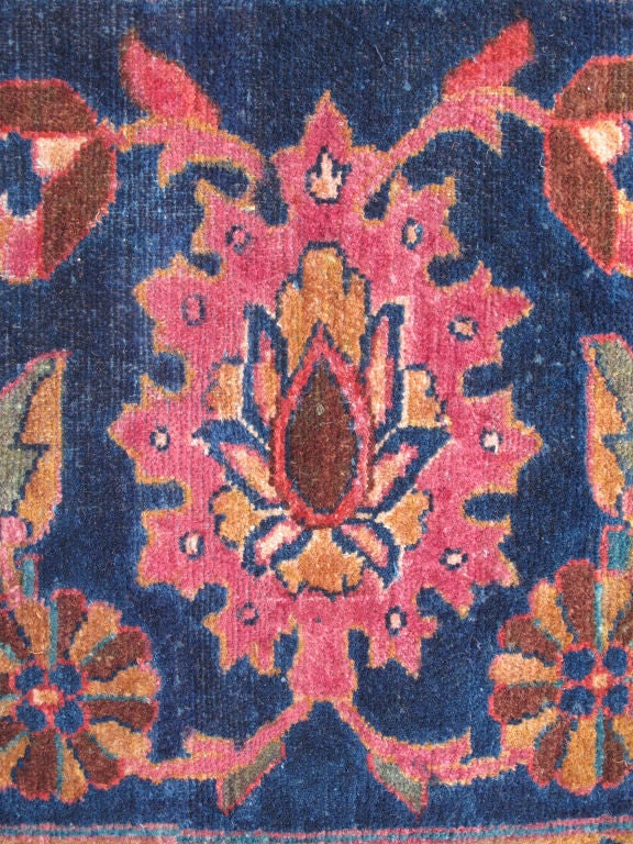 Large Antique Persian Lilihan Rug with Rose Background at 1stdibs