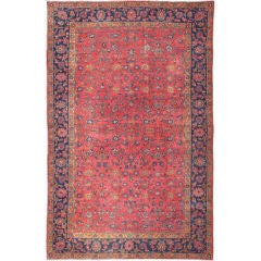 Large Antique Persian Lilihan Rug with Rose Background