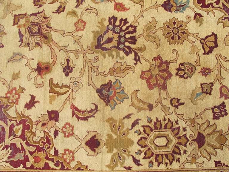 19th Century Unique Antique Indian Arga Carpet with Intricate Design and Saturated Colors