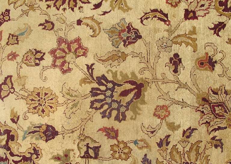 Unique Antique Indian Arga Carpet with Intricate Design and Saturated Colors In Fair Condition In Atlanta, GA