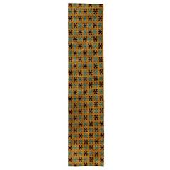 Vintage Mid-Century Modern Runner with Art Deco Design and Bold Colors 12