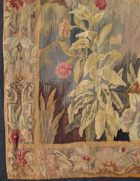 Beautifully rendered by French craftsmen of the nineteenth century, this exquisite Aubusson Tapestry is impressive in its scale, palette and composition.  The tapestry has been woven to a notable size of six feet by eight feet which provides the