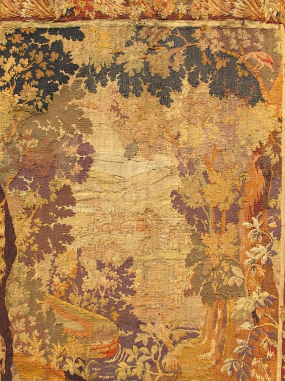 Colorful Antique French Tapestry with Pictorial and Scenic Design In Good Condition For Sale In Atlanta, GA