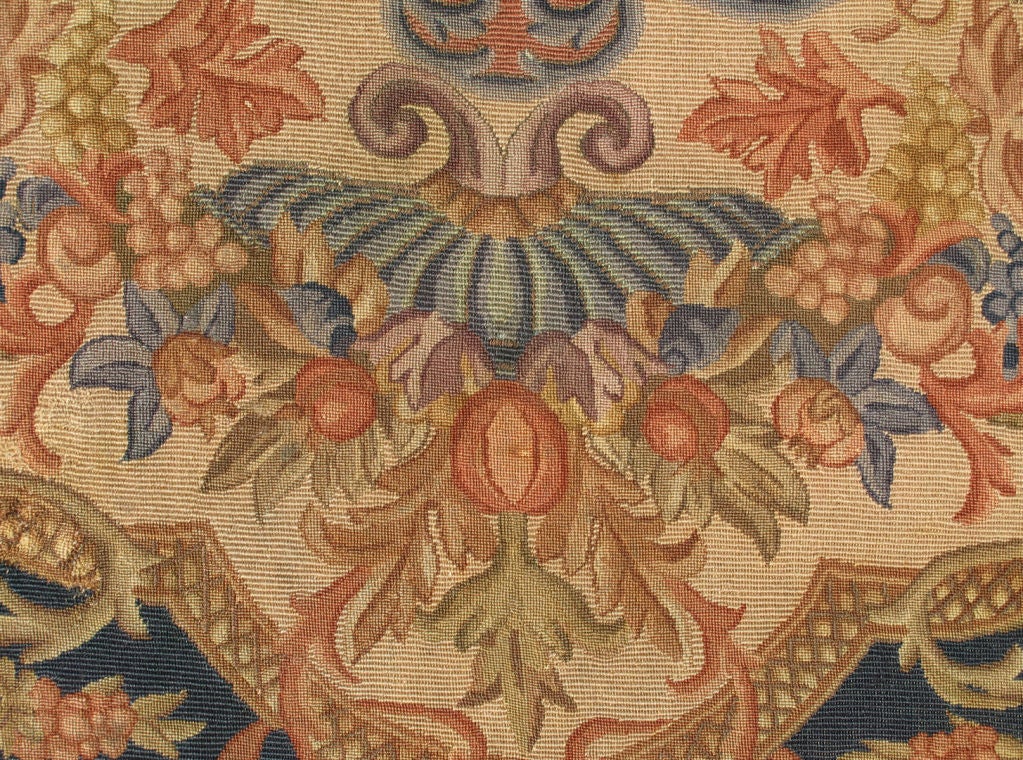 19th Century Antique Italian Tapestry with Central Medallion and Fringe