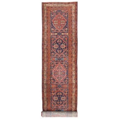 Antique Persian Malayer Runner in Navy Blue Background