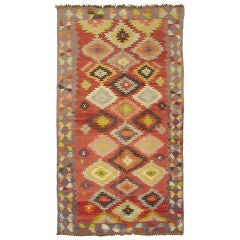 Vintage Turkish Kilim Carpet with Geometric Design 3