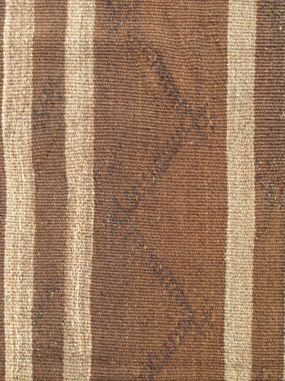 Vintage Turkish Kilim Carpet with Taupe Stripes and Brown Zig-Zag Pattern 1