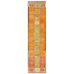 Long Kilim Runner with Green and Orange 11