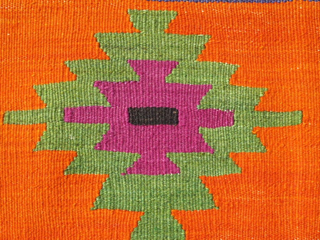 Mid-20th Century Colorful and Vibrant Turkish Vintage Kilim Rug with Repeating Diamond Pattern For Sale