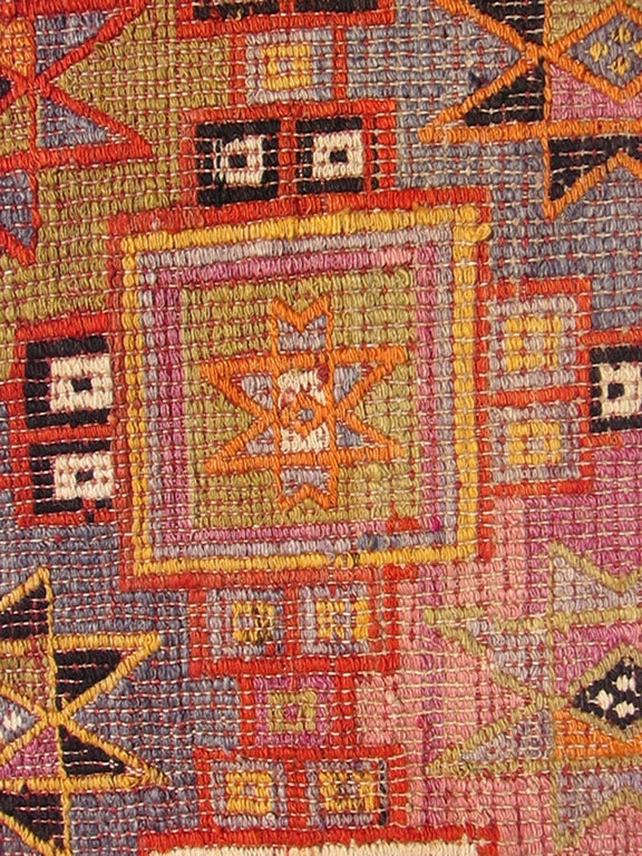 Colorful Embroidered Jajeem FlatWeave Rug For Sale at 1stdibs