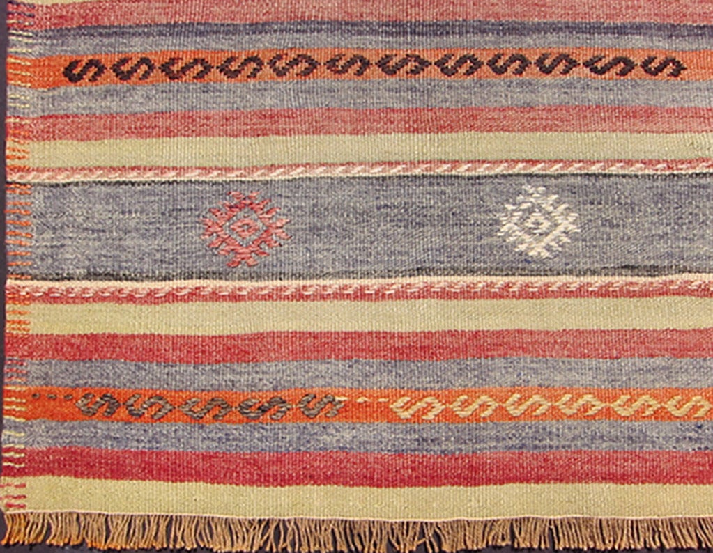 Turkish Vintage Kilim Jajeem Flat-Weave Rug